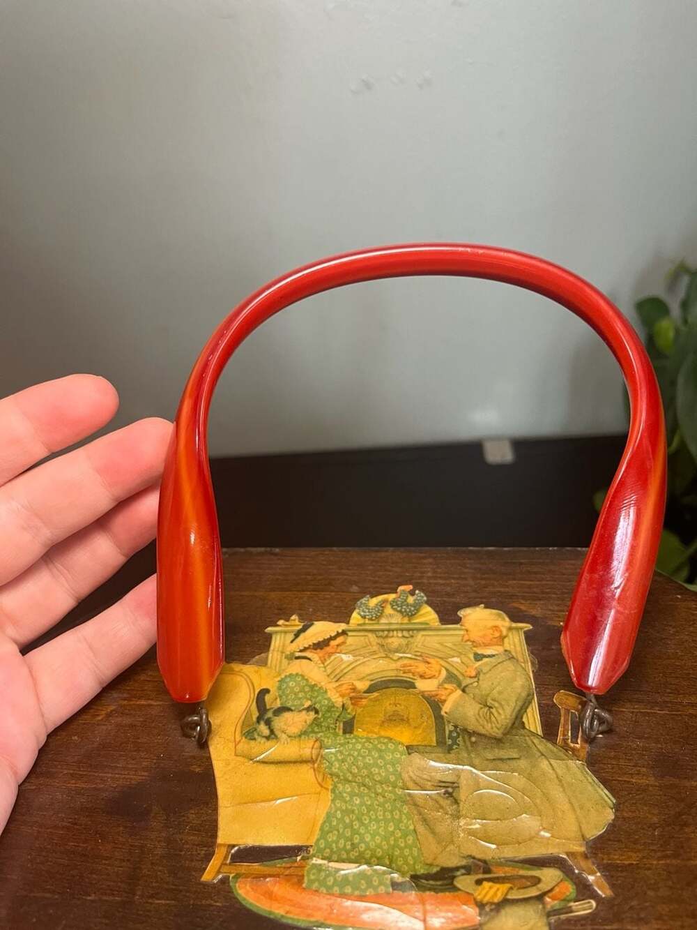 Vintage 1976 Bicentennial Wooden Box Purse Liberty Bell Decoupage Red Handle - Picture 6 of 6